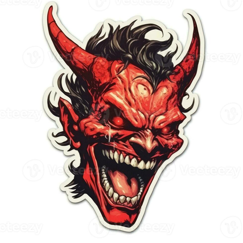 duivel Satan demon tatoeëren sticker illustratie halloween eng griezelig verschrikking gek duivel foto