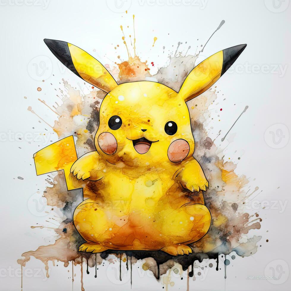 gek pikachu schetsen karikatuur beroerte tekening illustratie vector hand- getrokken mascotte clip art foto