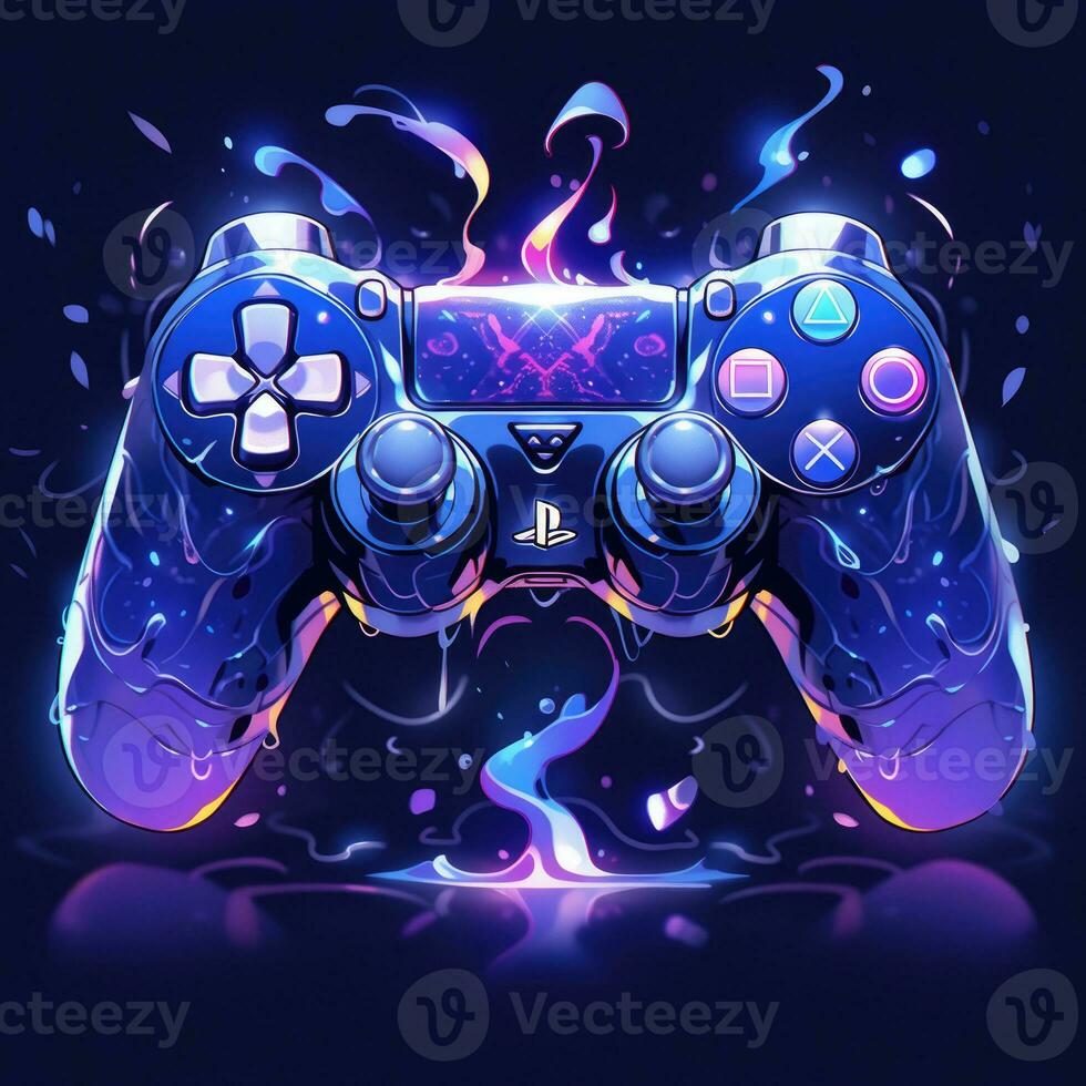 troosten dualshock gamepad anime futuristische illustratie mystiek fantasie kunst gloeiend digitaal foto