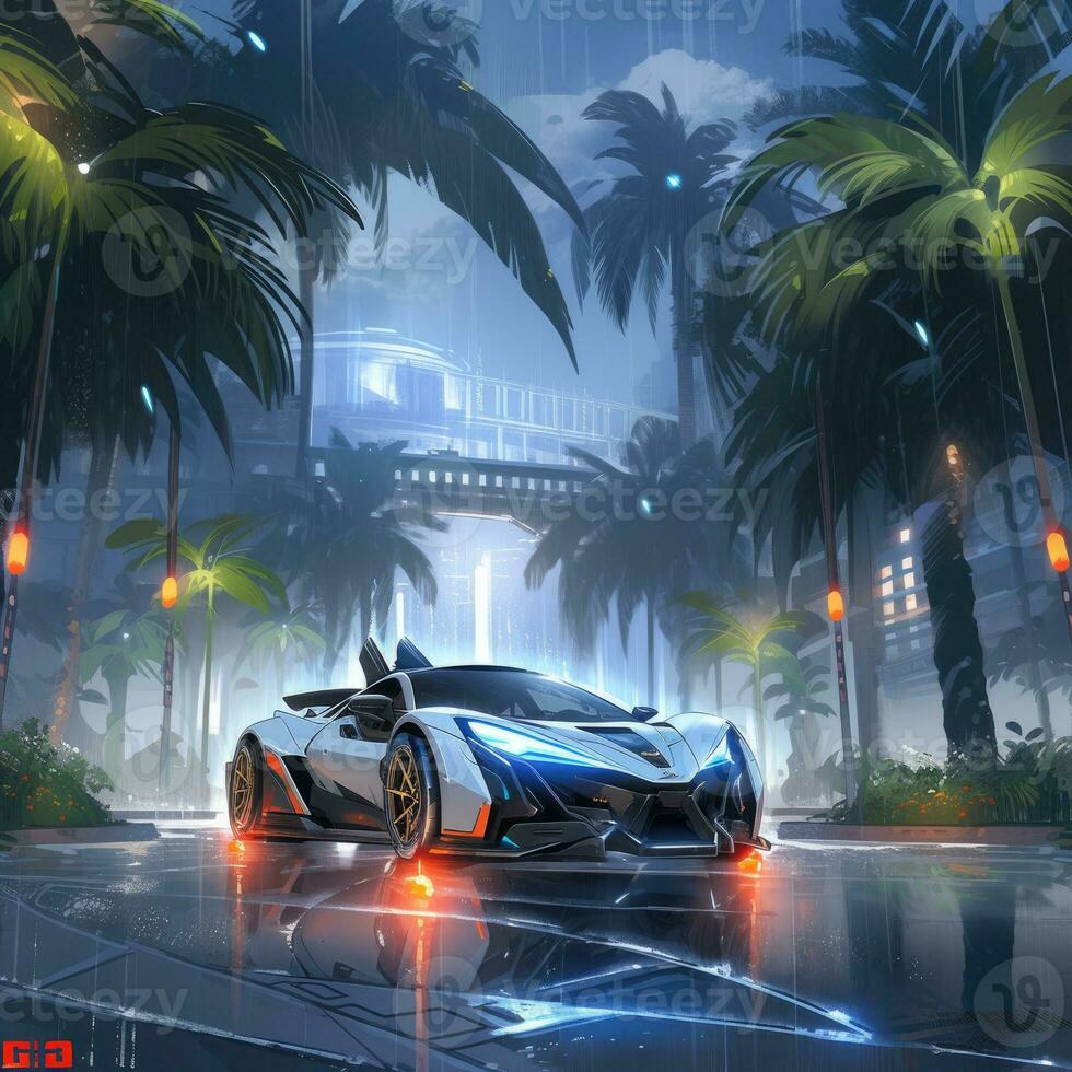 hyper car auto anime futuristic illustration mystical fantasy art glowing  digital 30036030 Stock Photo at Vecteezy