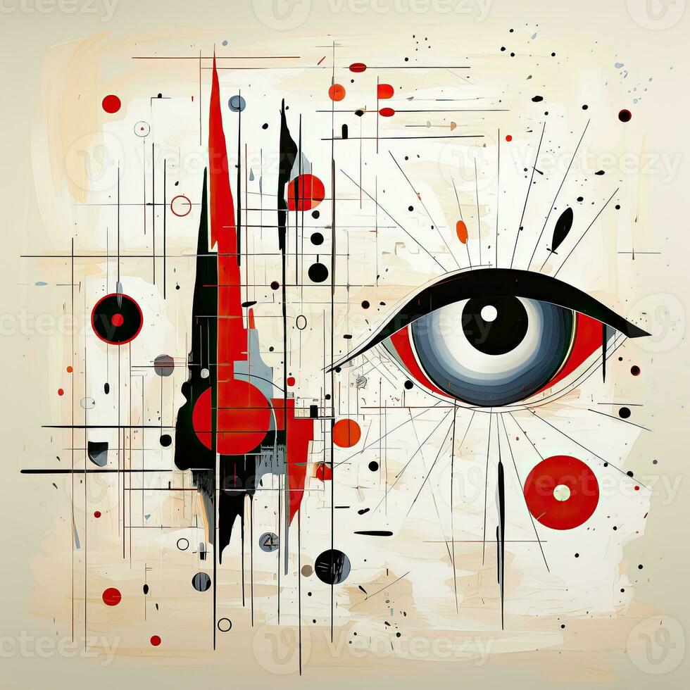 oog abstract karikatuur surrealistische speels schilderij illustratie tatoeëren geometrie schilderij modern foto