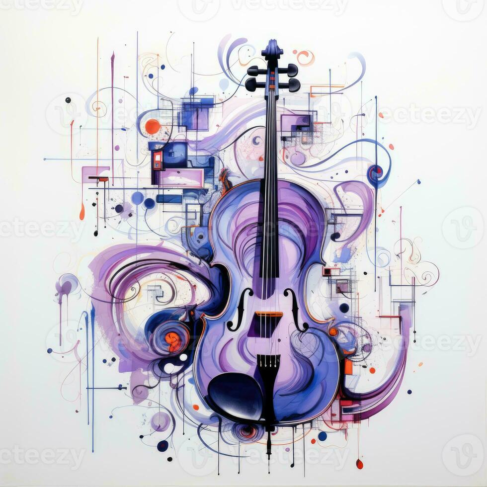 cello viool abstract karikatuur surrealistische speels schilderij illustratie tatoeëren geometrie modern foto