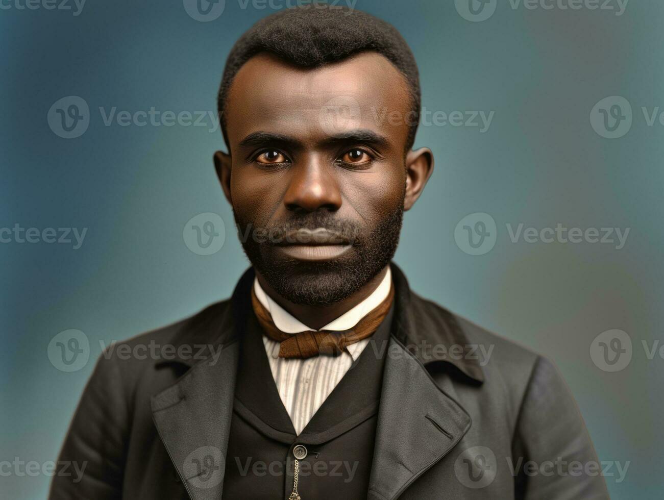 Afrikaanse Amerikaans Mens van de vroeg jaren 1900 gekleurde oud foto ai generatief