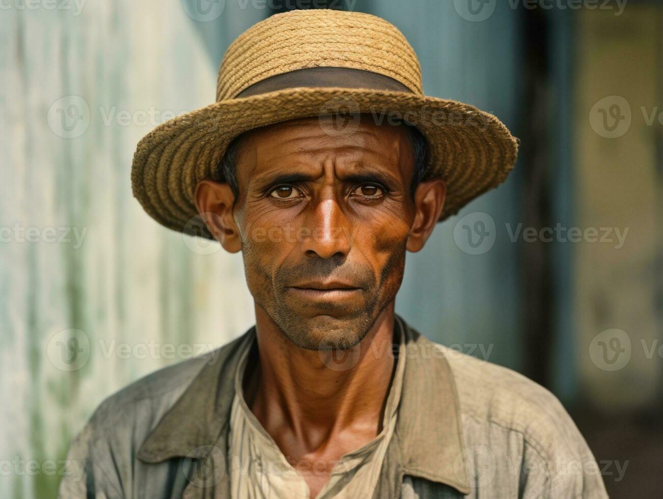 braziliaans Mens van de vroeg jaren 1900 gekleurde oud foto ai generatief