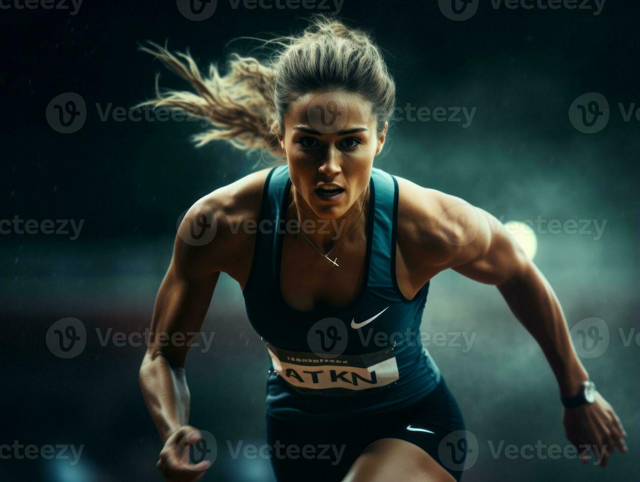 dynamisch fotograaf van vrouw atleet ai generatief foto