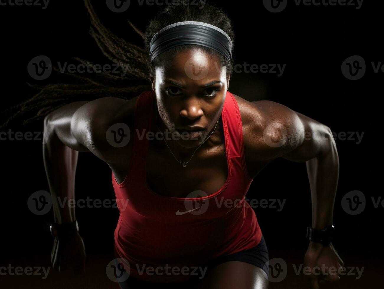 dynamisch fotograaf van vrouw atleet ai generatief foto