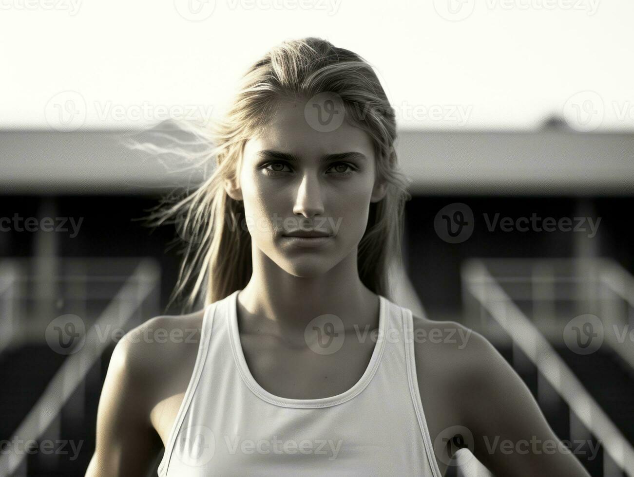 dynamisch fotograaf van vrouw atleet ai generatief foto