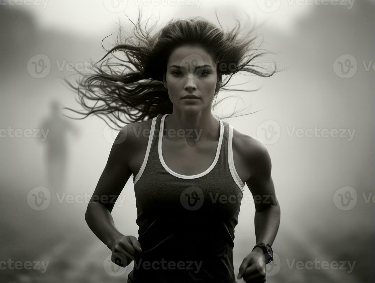 dynamisch fotograaf van vrouw atleet ai generatief foto