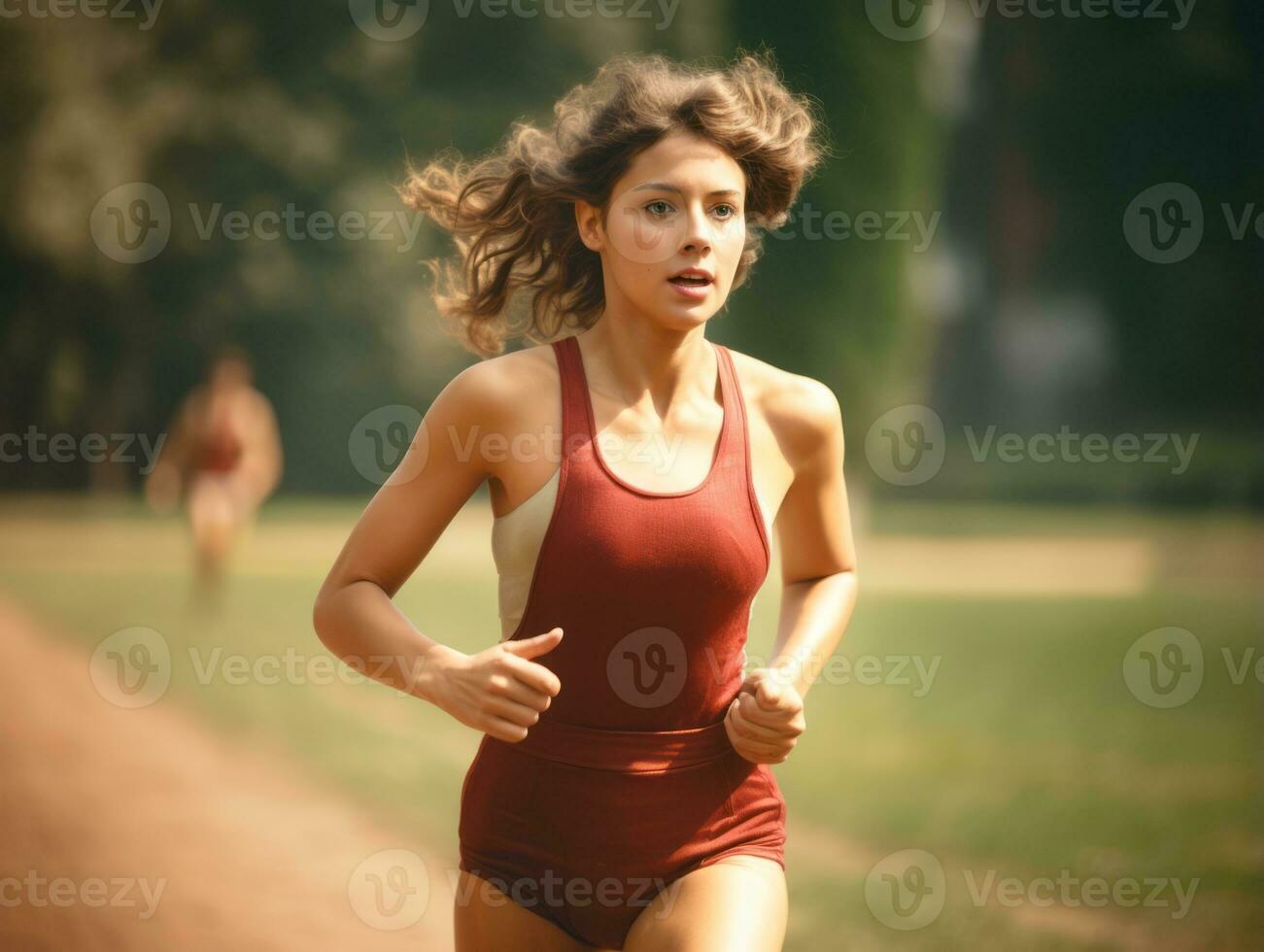 dynamisch fotograaf van vrouw atleet ai generatief foto