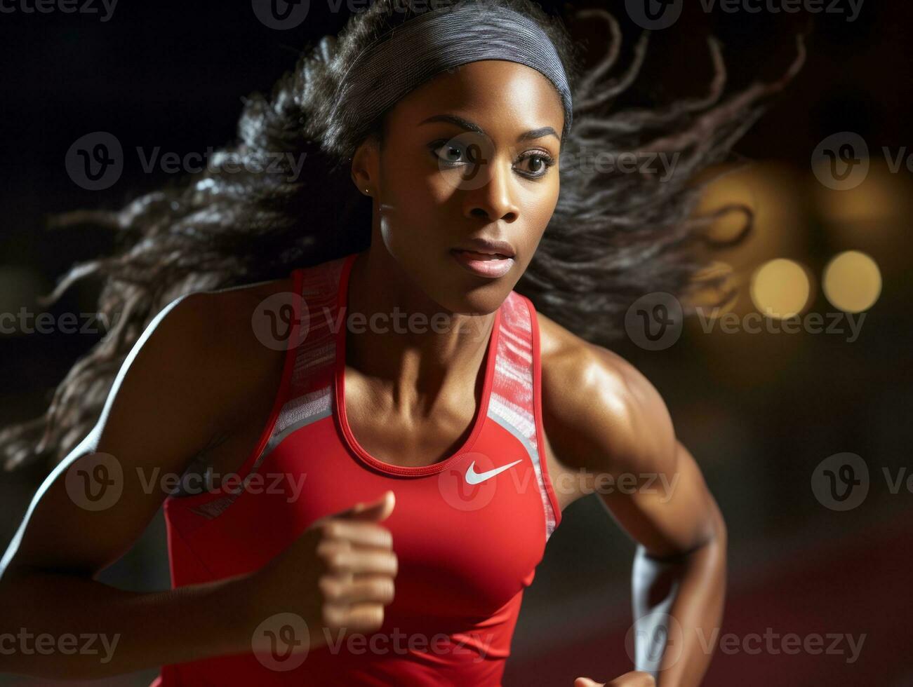 dynamisch fotograaf van vrouw atleet ai generatief foto