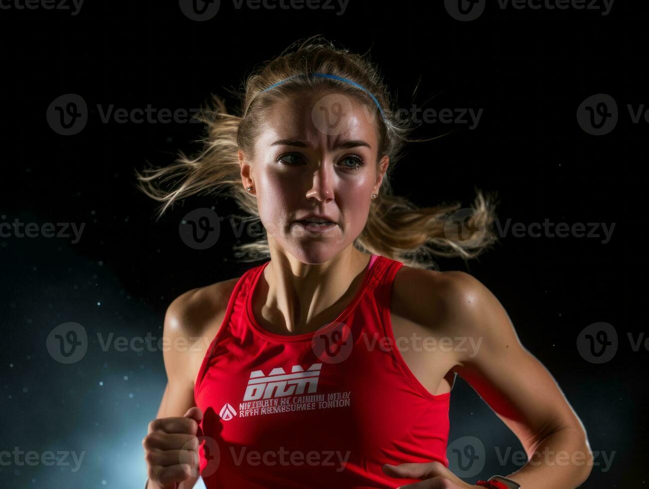 dynamisch fotograaf van vrouw atleet ai generatief foto