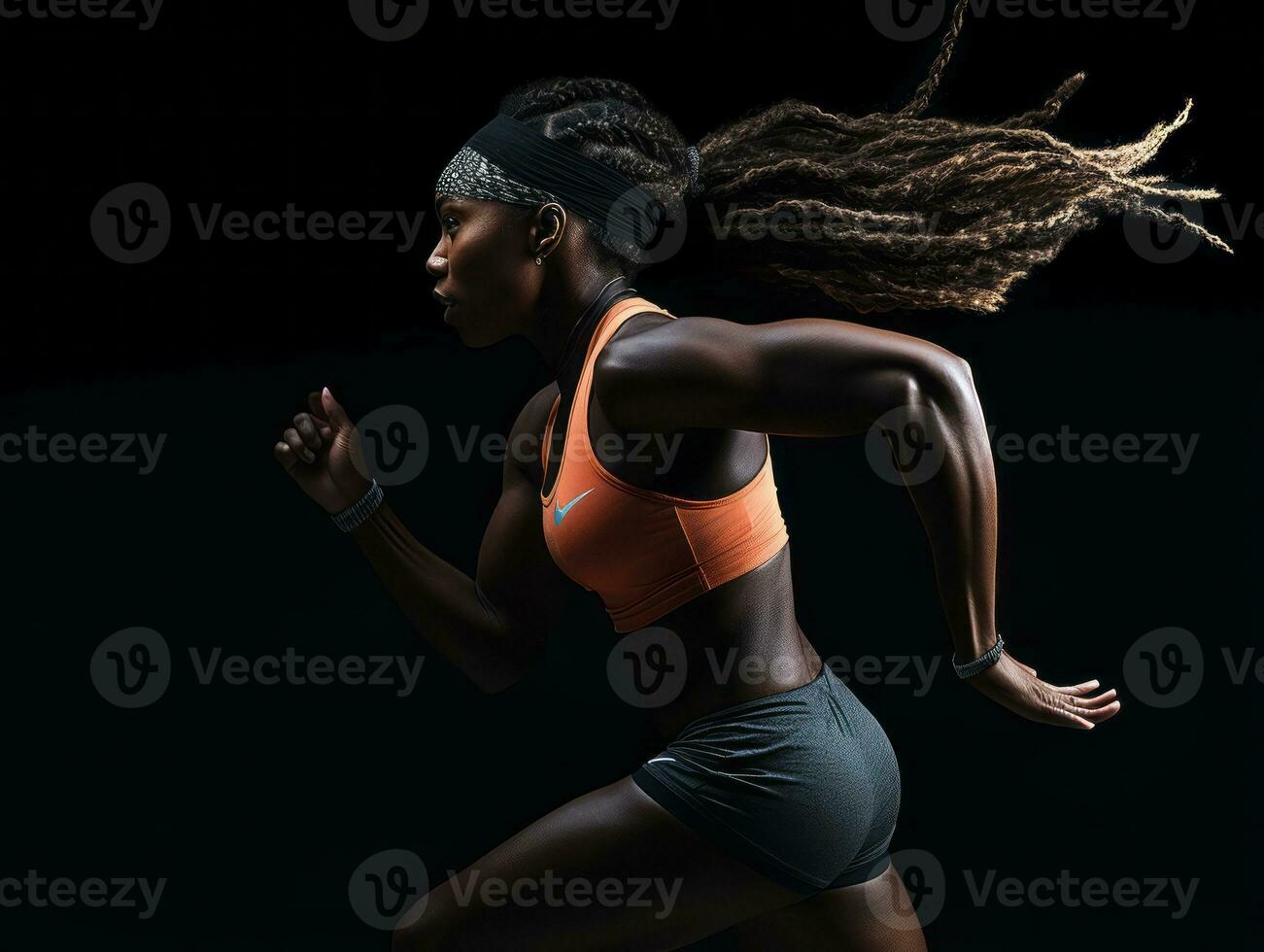 dynamisch fotograaf van vrouw atleet ai generatief foto