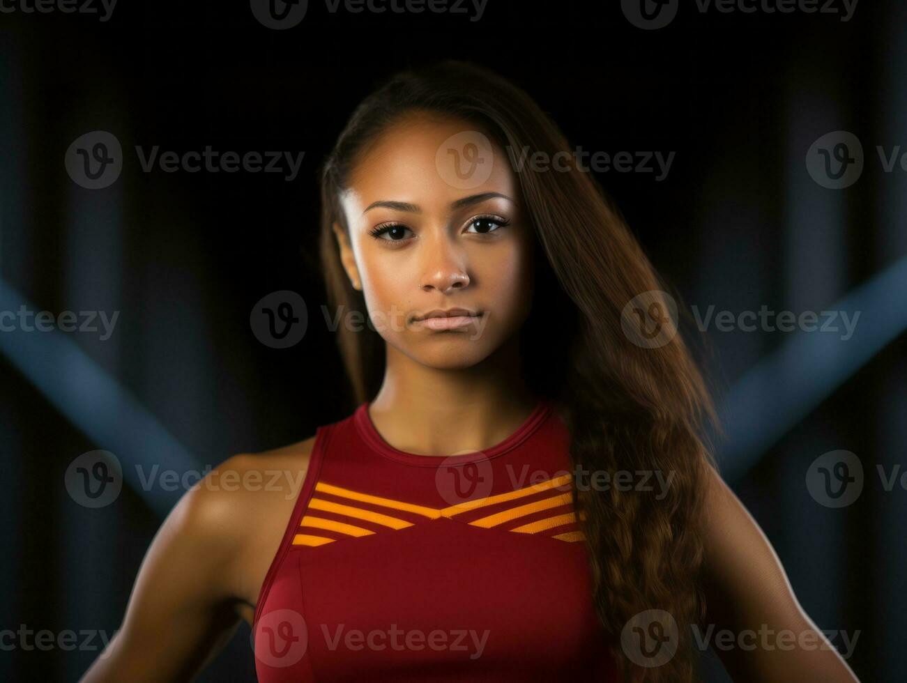 dynamisch fotograaf van vrouw atleet ai generatief foto