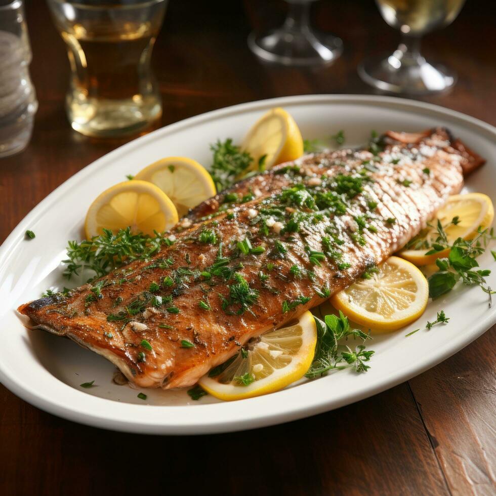 forel. delicaat, vlokkig vis met een subtiel smaak foto