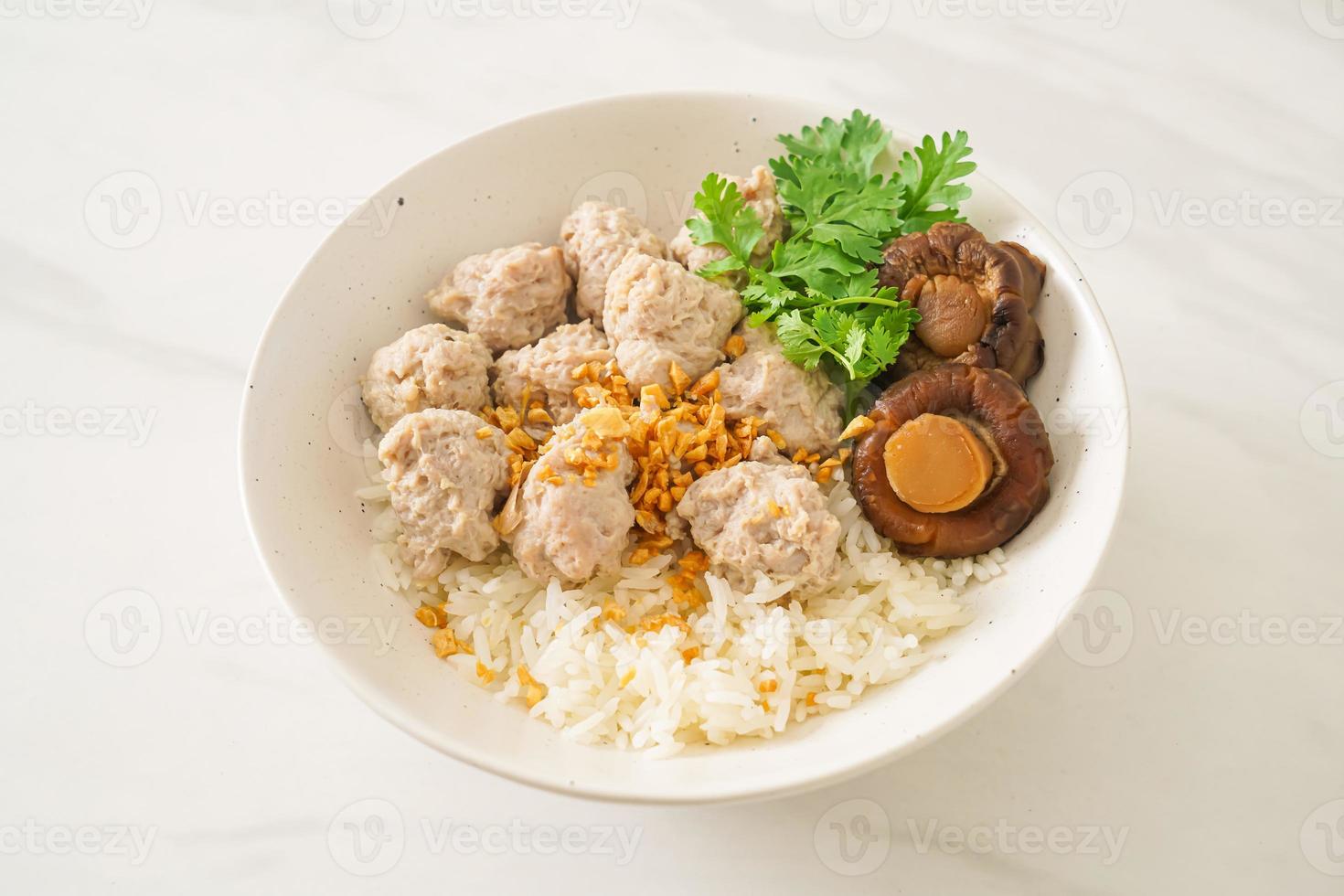 gedroogde rijstepap met gekookte varkenskom foto