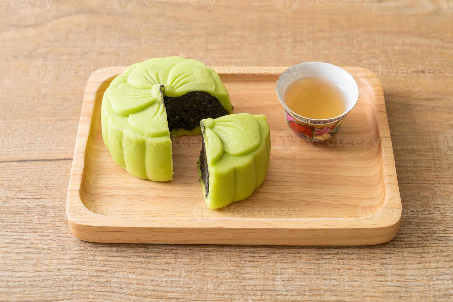 chinese moon cake groene thee smaak foto