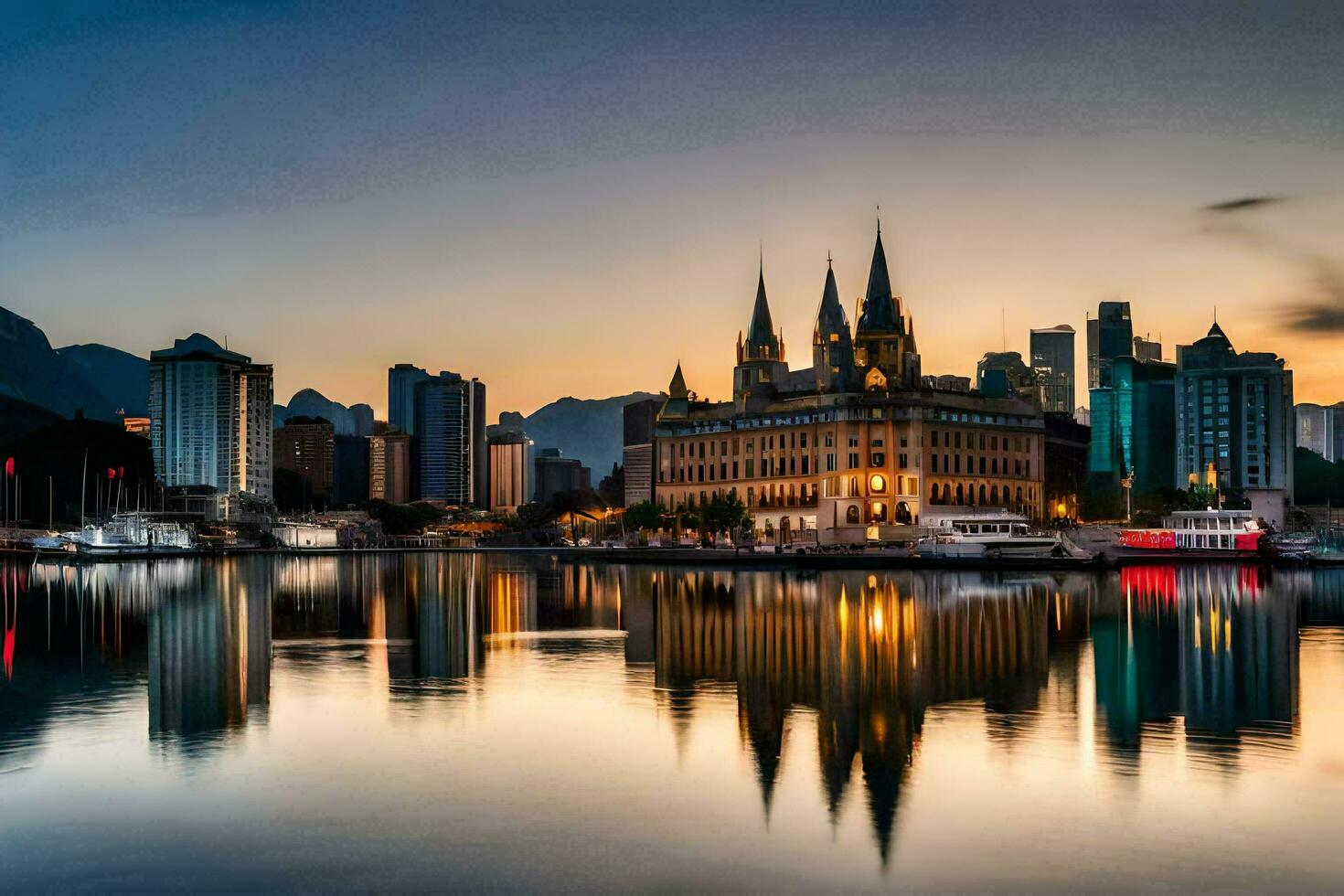 de stad van Rio de Janeiro Bij zonsondergang. ai-gegenereerd foto