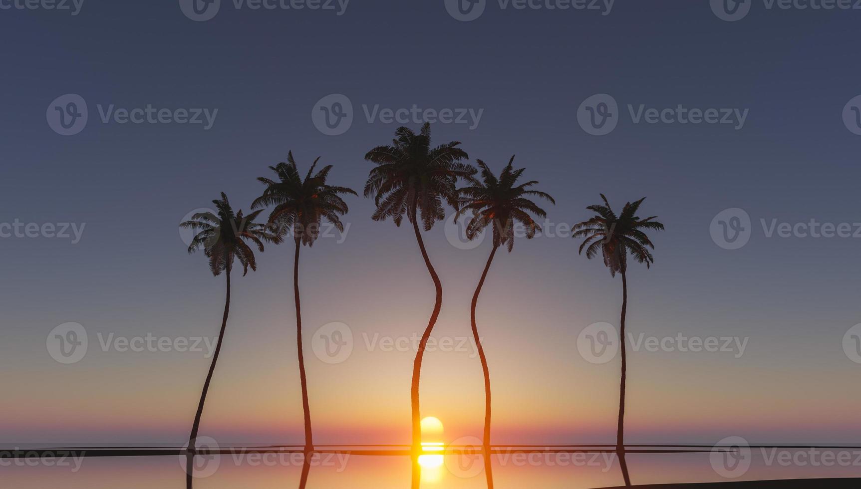 palmbomen in tropische zonsondergang foto