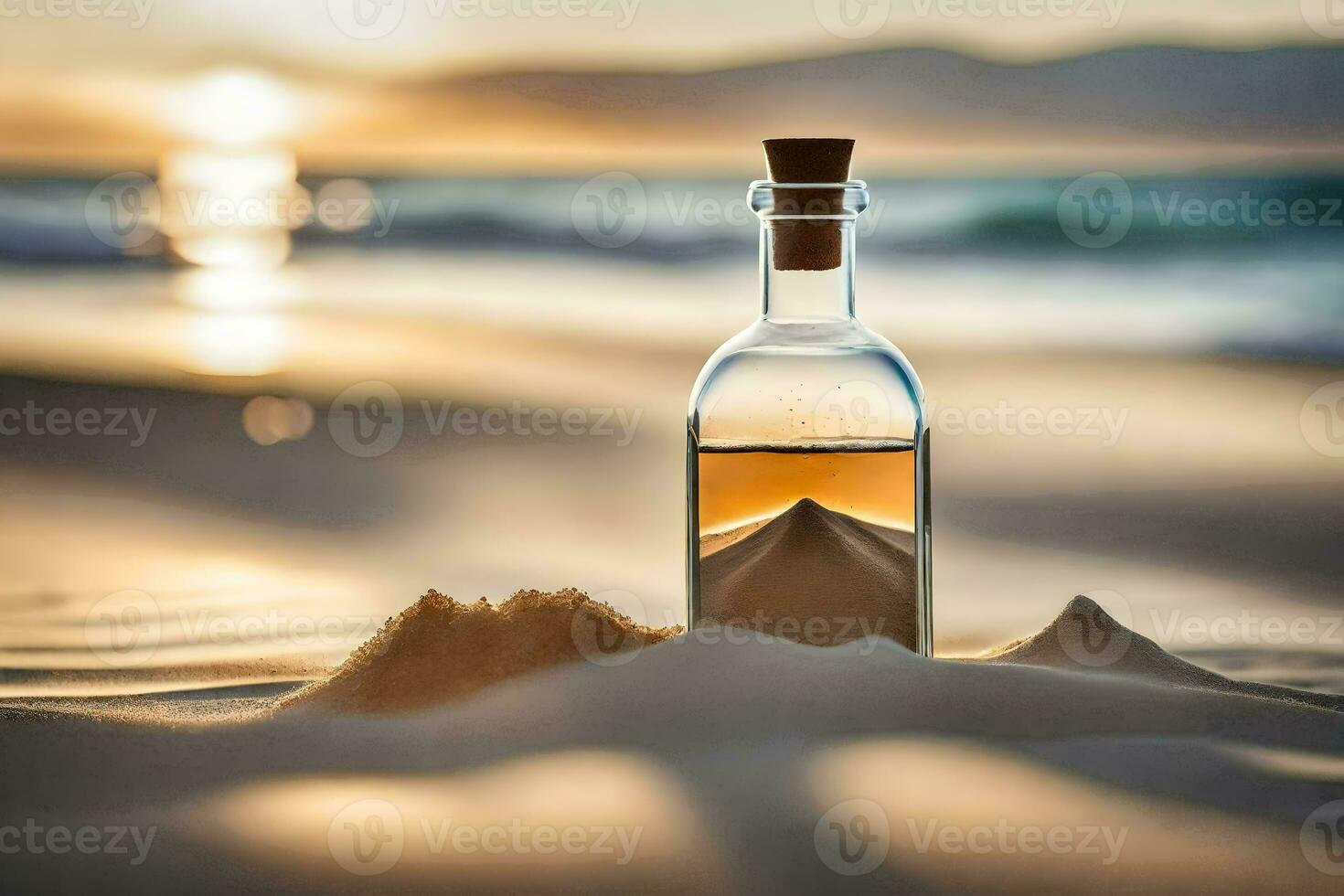 een bericht in een fles Aan de strand. ai-gegenereerd foto