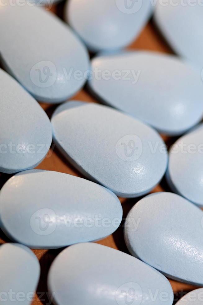 blauwe farmaceutische pillen van hoge kwaliteit groot formaat print foto