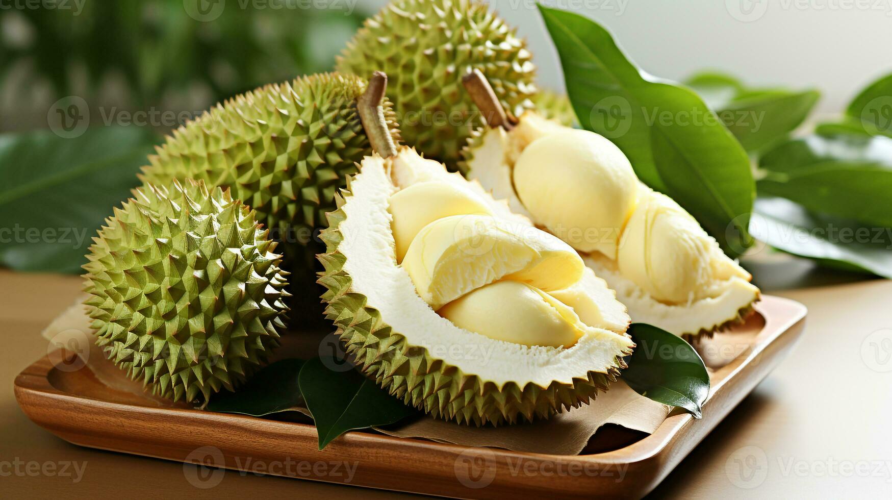 rijp durian fruit Aan een wit achtergrond foto