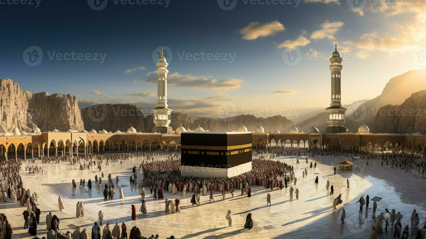 de mooi visie van de stad van mekka en ook de plaats van aanbidden van de kaaba foto