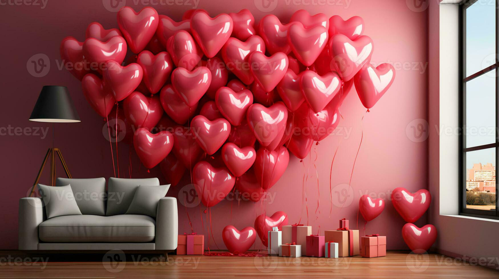 feestelijk ballon liefde ballonnen decoraties voor Valentijnsdag dag foto