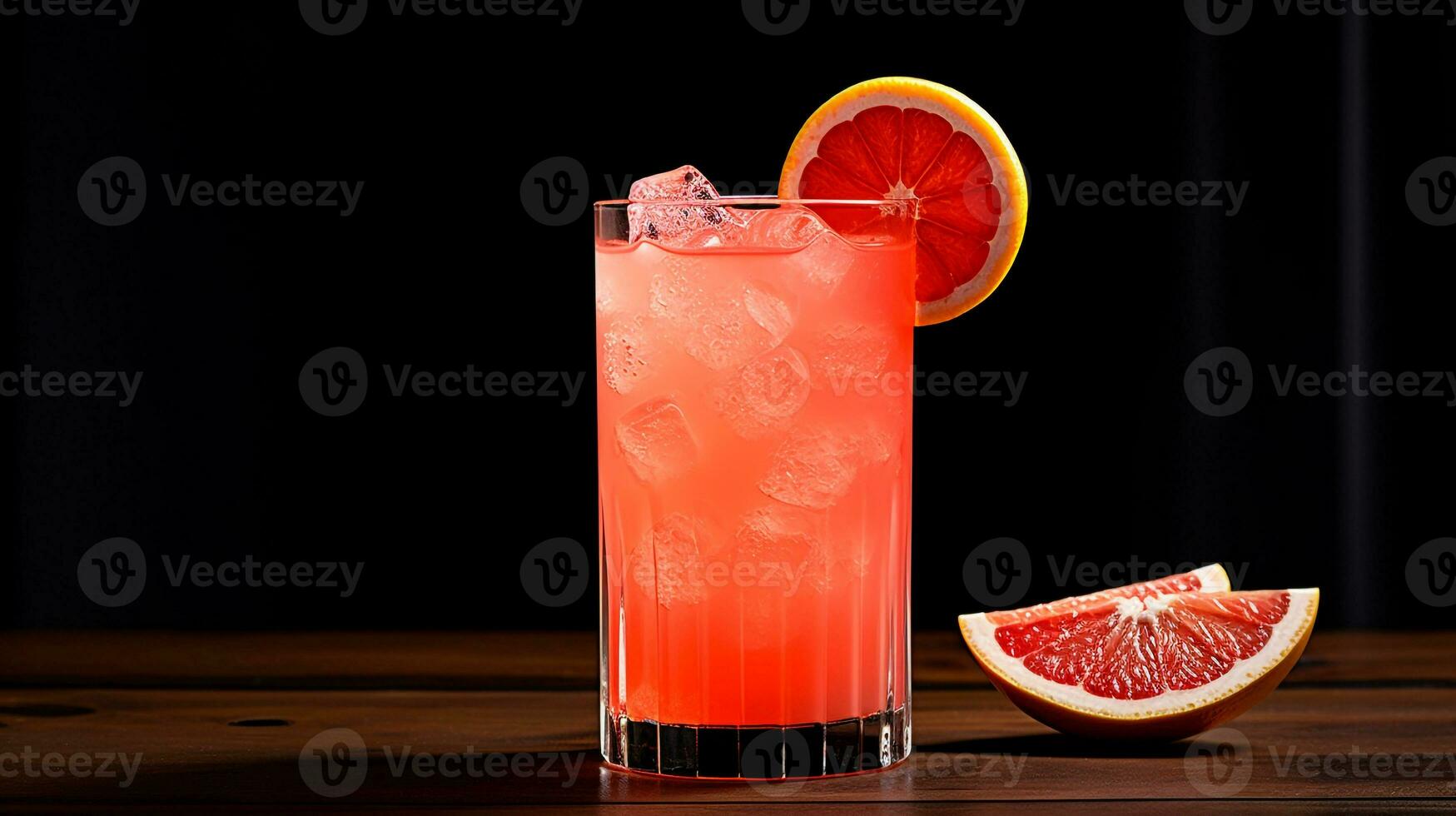 foto van een grapefruit spritzer drinken geïsoleerd Aan zwart achtergrond. generatief ai