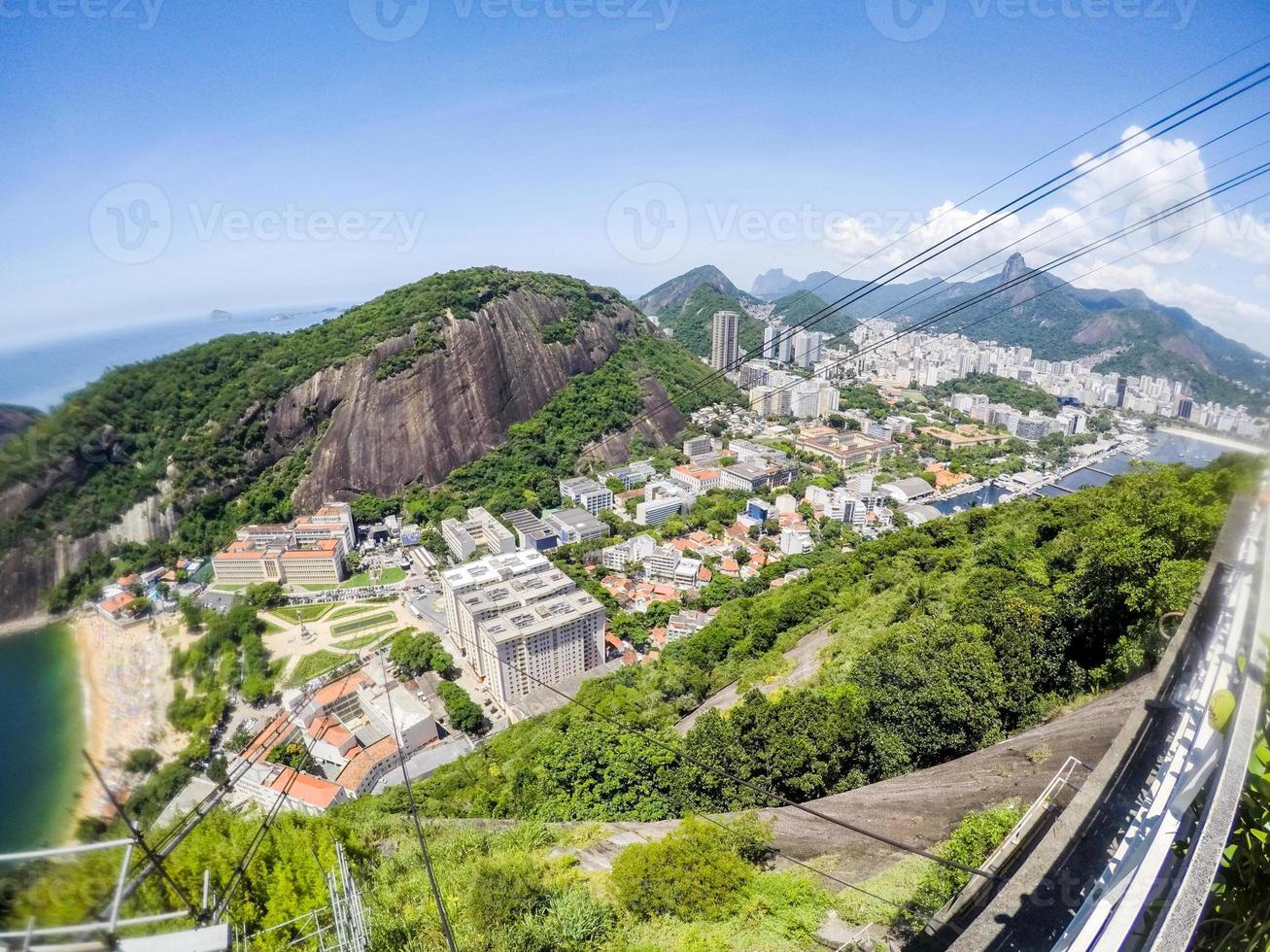 uitzicht vanaf de top van de urca-heuvel, suikerbroodberg in rio de janeiro, brazil foto