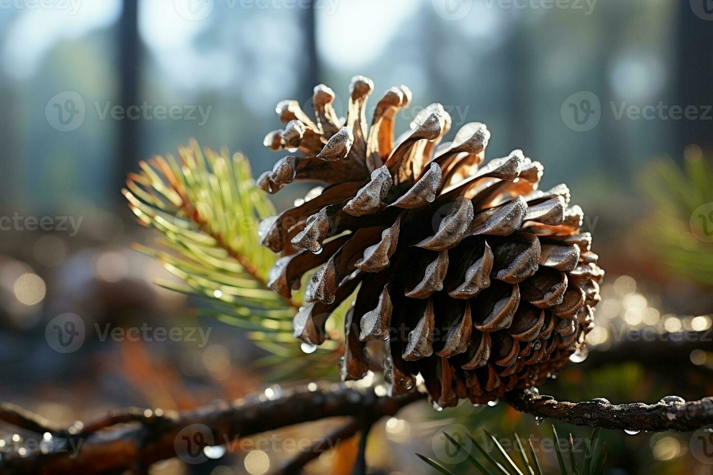 Afdeling van boom met pijnboom ijshoorntje ai gegenereerd foto