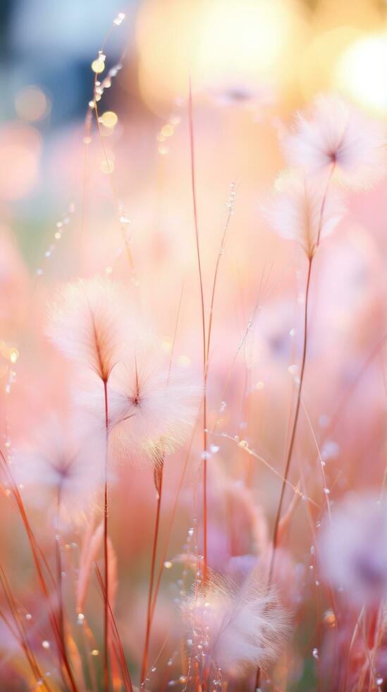 zacht focus bloemen in weide met bokeh effect foto