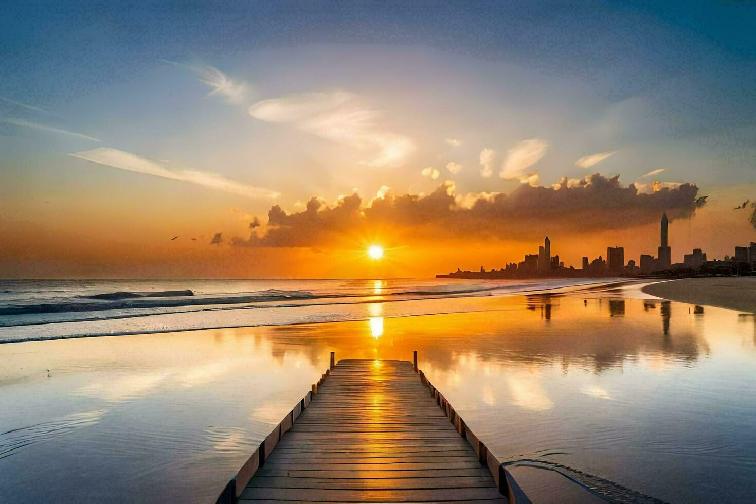 de gouden zonsondergang in goud kust. ai-gegenereerd foto