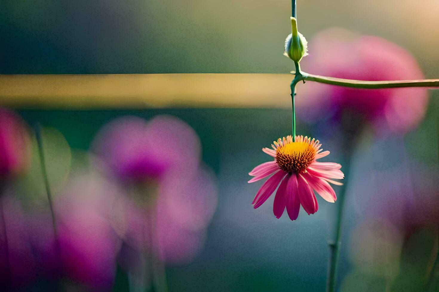 een roze bloem is hangende van een Liaan. ai-gegenereerd foto