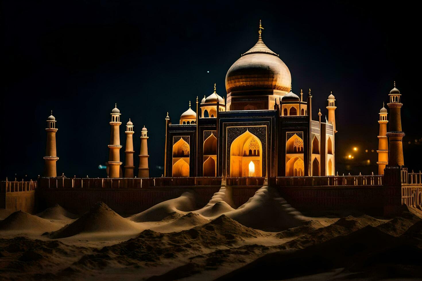 de taj mahal is een beroemd monument in Indië. ai-gegenereerd foto