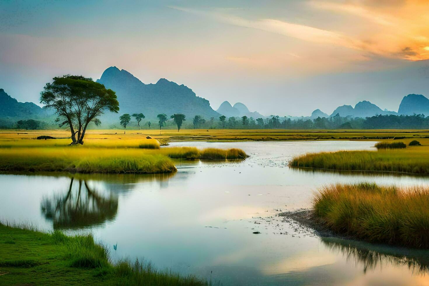 de li rivier- in China. ai-gegenereerd foto