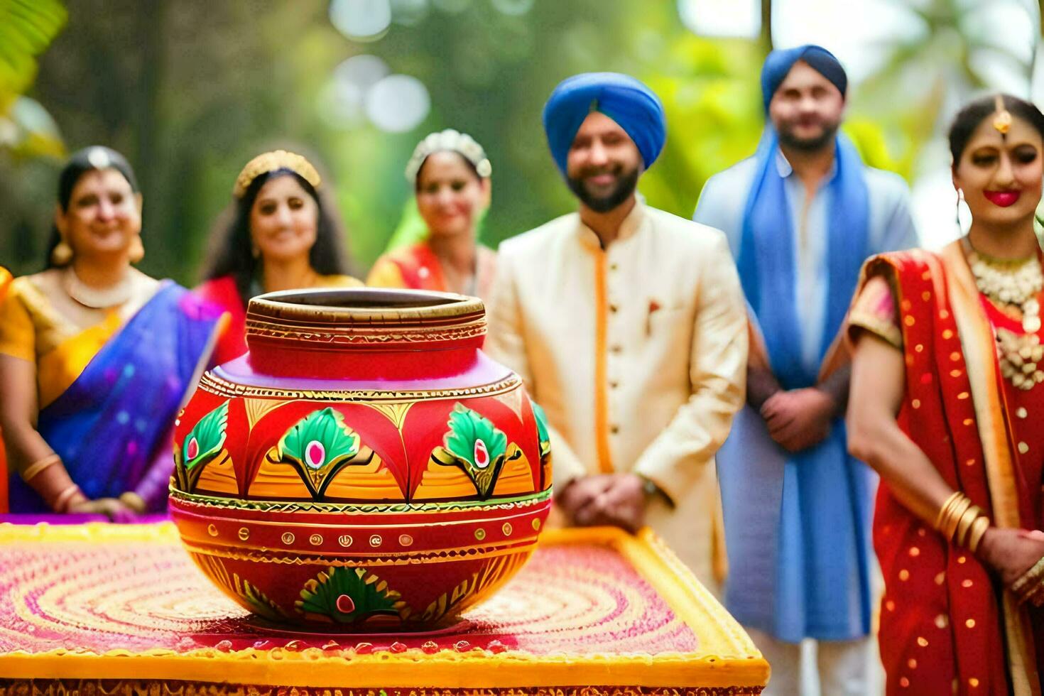 Indisch bruiloft ceremonie in Bangalore. ai-gegenereerd foto