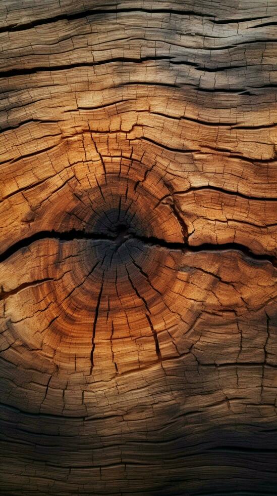 natuur geïnspireerd achtergrond met een het dossier van getextureerde schors hout verticaal mobiel behang ai gegenereerd foto