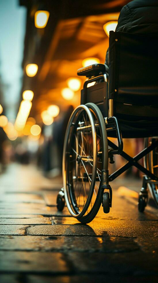 handicap empowerment handen Aan rolstoelen wielen, illustreren bepaling en vermogen verticaal mobiel behang ai gegenereerd foto