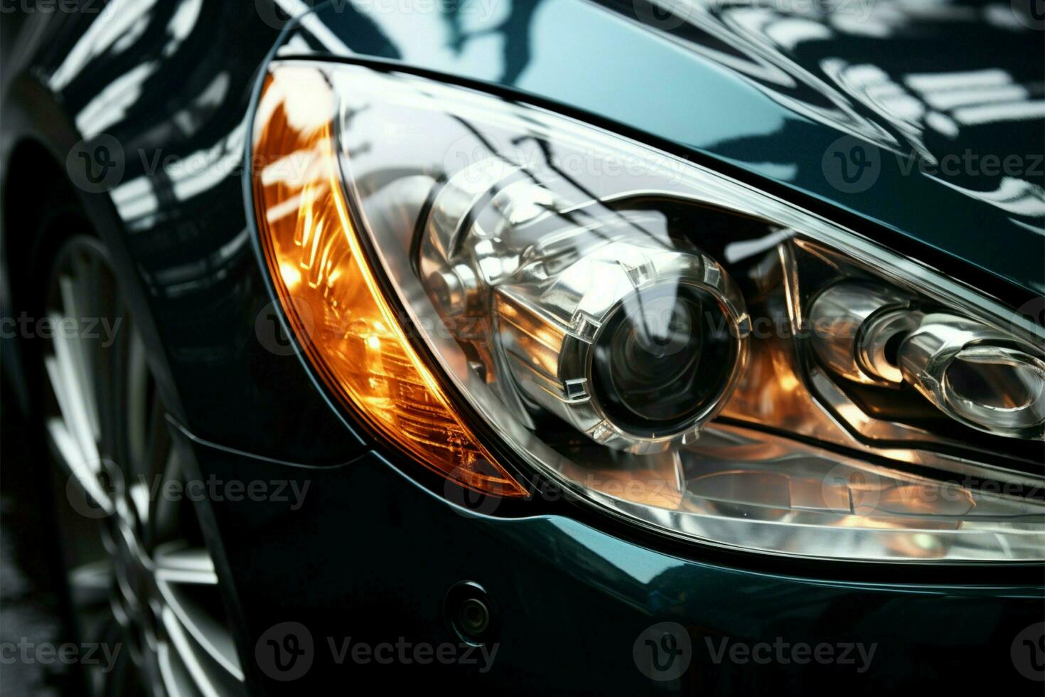glimmend, hoog geprijsd auto koplamp illustreert automotive kunstenaarstalent en luxe ai gegenereerd foto