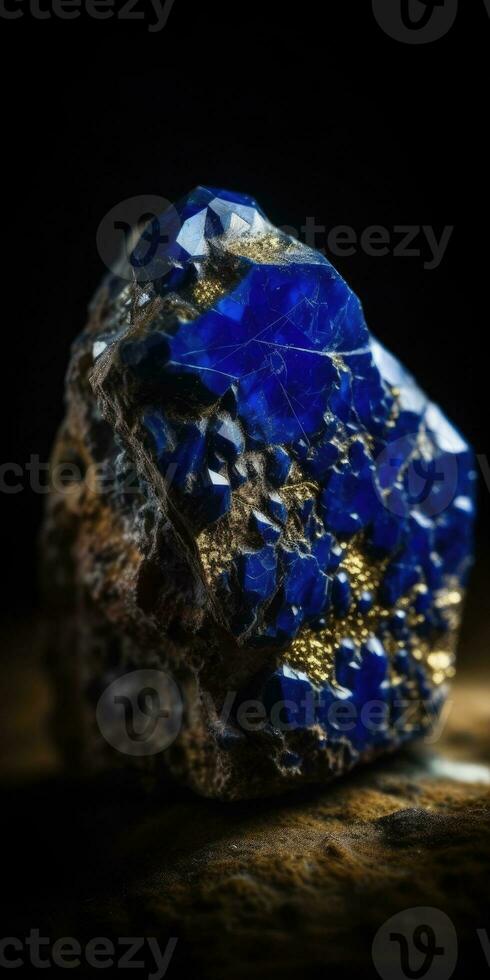 detailopname foto van lapis lazuli mineraal steen, macro. generatief ai