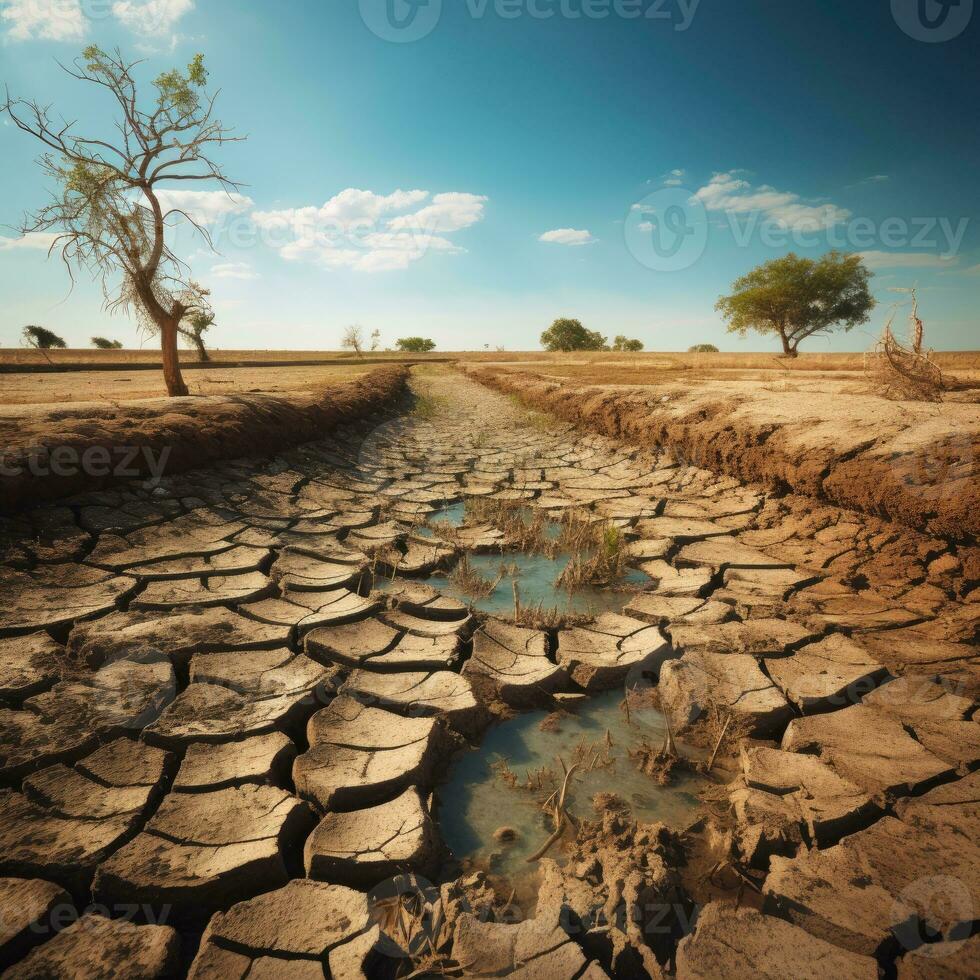 droogte, water en ecologie probleem. water schaarste. generatief ai foto