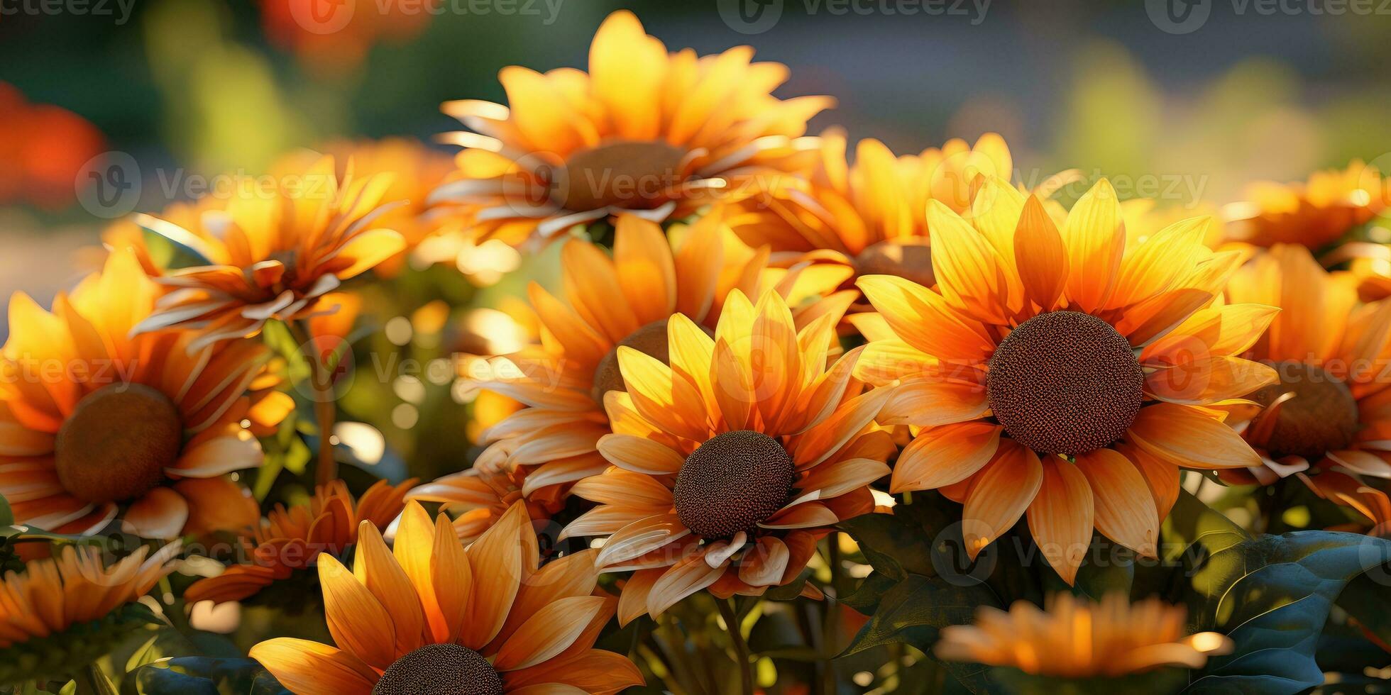 helder beeld van bloeiend zonnebloemen detailopname. generatief ai foto