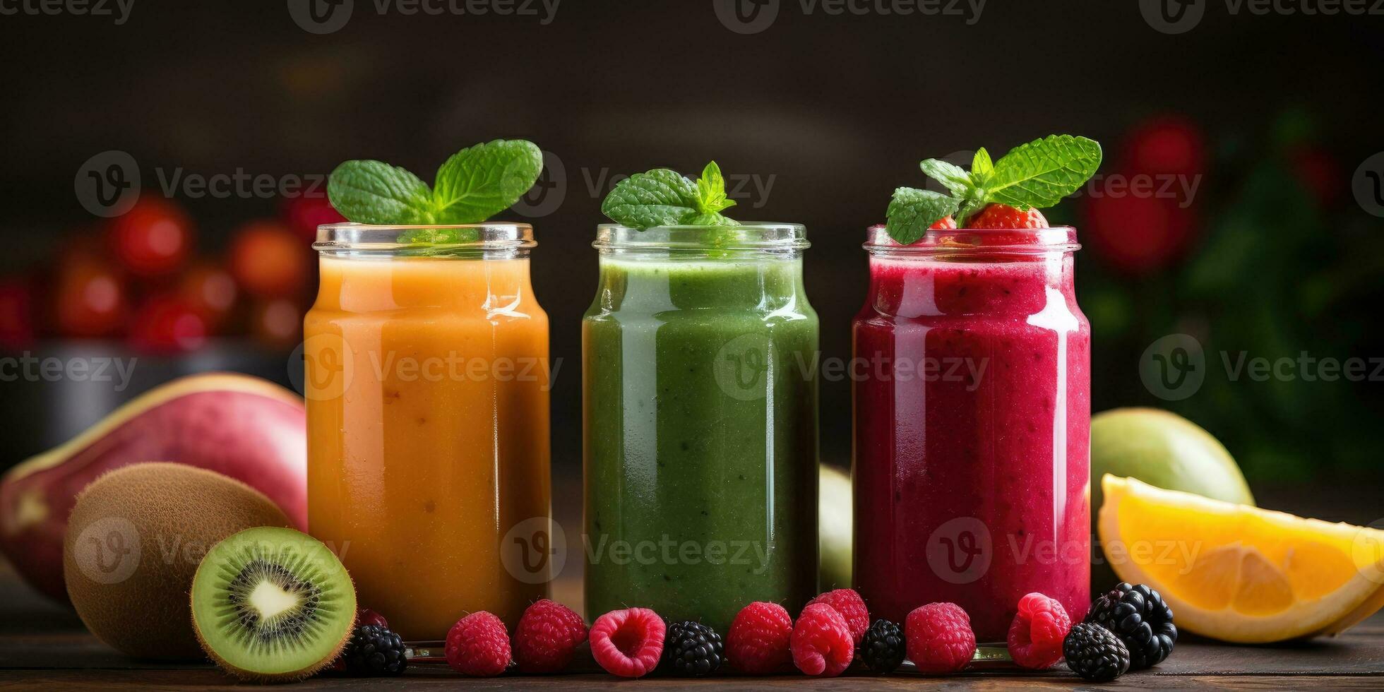 vers fruit sap en groente smoothie. generatief ai foto