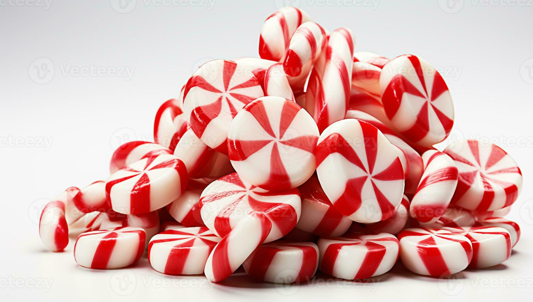 heerlijk rood en wit snoepjes, Kerstmis tijd. ai gegenereerd foto