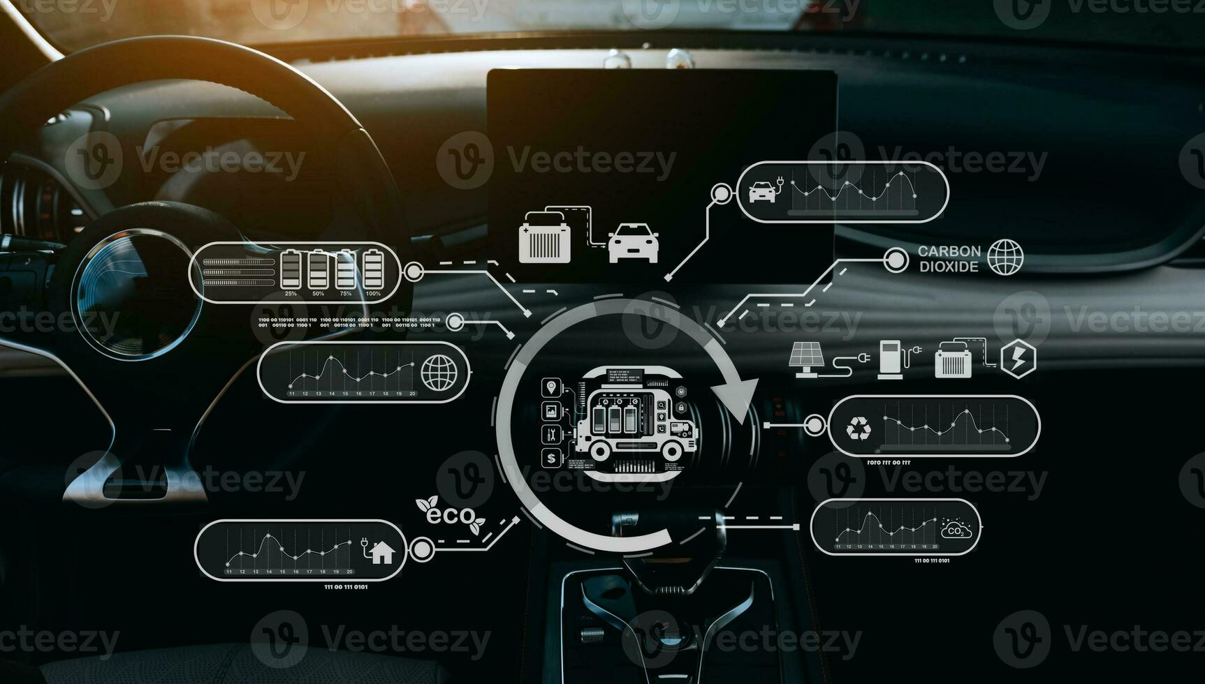 energie ev auto concept. mensen werken en hernieuwbaar energie arbeider koppel. concept van duurzaamheid bedrijf gebaseerd Aan hernieuwbaar foto