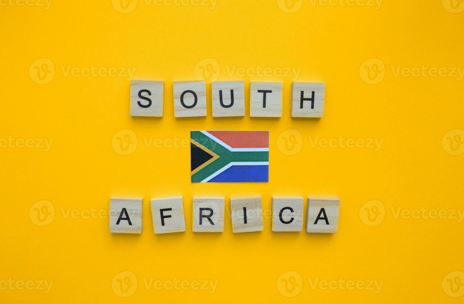 september 24, erfgoed dag in zuiden Afrika, vlag van zuiden Afrika, minimalistisch banier met de opschrift in houten brieven foto