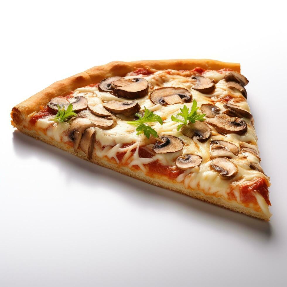 paddestoel pizza plak geïsoleerd Aan wit achtergrond ai gegenereerd foto