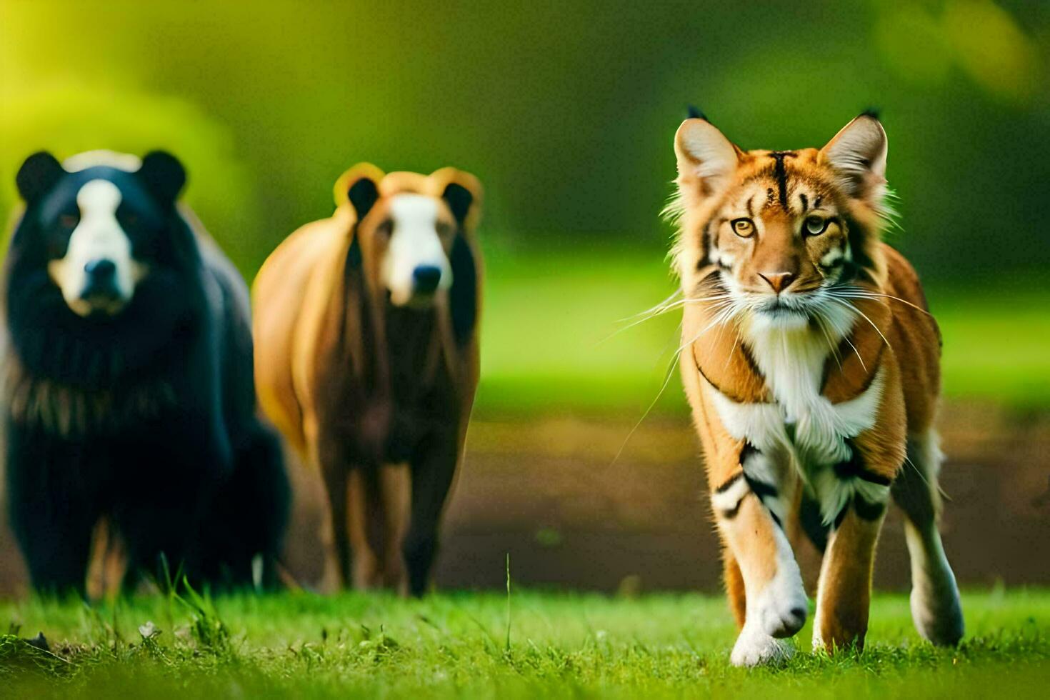 foto behang dieren, de gras, de zon, de dieren, de dieren, de dieren,. ai-gegenereerd