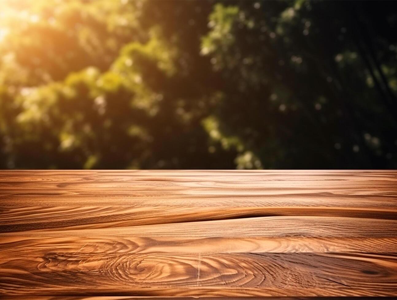 detailopname foto van houten tafel, rustiek charme ai gegenereerd