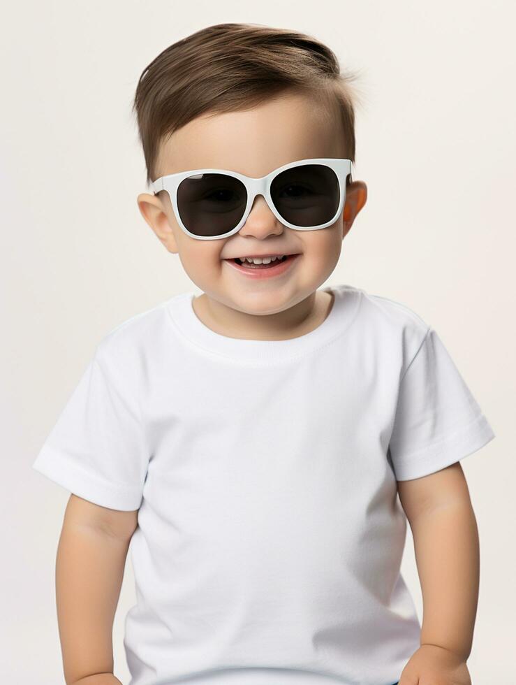 blanco wit baby t-shirt voor mockup ontwerp ai gegenereerd foto